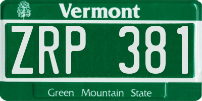 VT license plate ZRP381