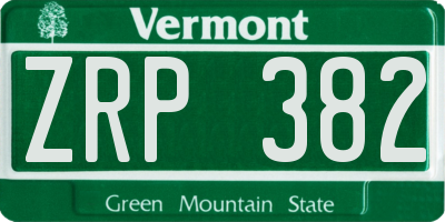 VT license plate ZRP382