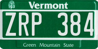 VT license plate ZRP384