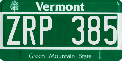VT license plate ZRP385