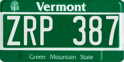 VT license plate ZRP387