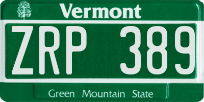 VT license plate ZRP389