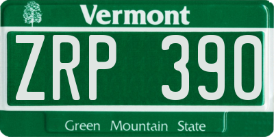 VT license plate ZRP390
