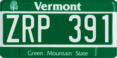 VT license plate ZRP391