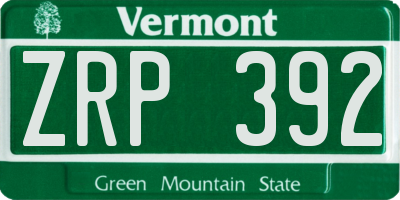 VT license plate ZRP392