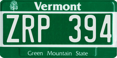 VT license plate ZRP394