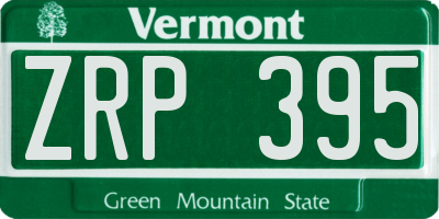 VT license plate ZRP395