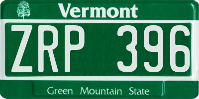 VT license plate ZRP396