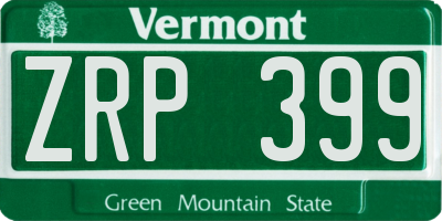 VT license plate ZRP399