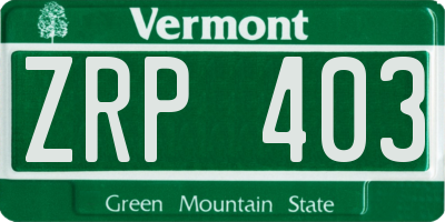 VT license plate ZRP403
