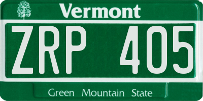 VT license plate ZRP405