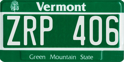 VT license plate ZRP406