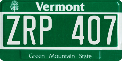 VT license plate ZRP407