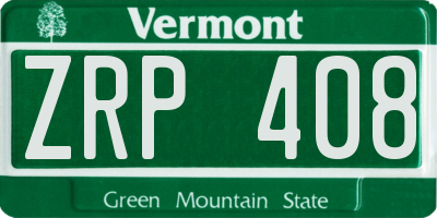 VT license plate ZRP408