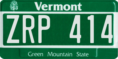 VT license plate ZRP414