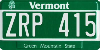 VT license plate ZRP415
