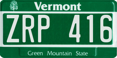 VT license plate ZRP416