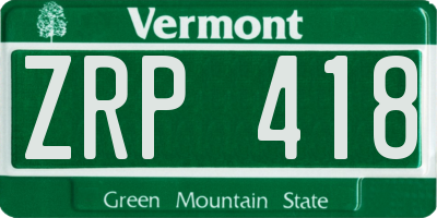 VT license plate ZRP418