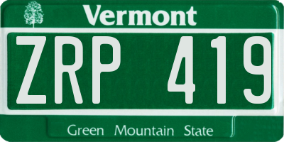 VT license plate ZRP419