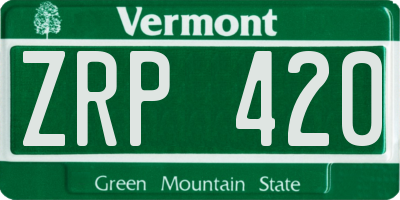 VT license plate ZRP420