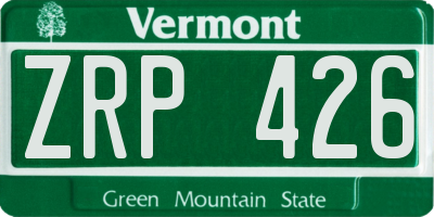 VT license plate ZRP426