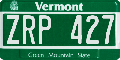VT license plate ZRP427