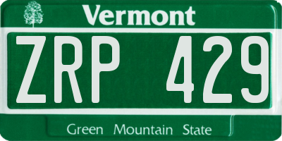 VT license plate ZRP429