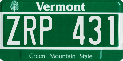 VT license plate ZRP431