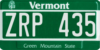 VT license plate ZRP435