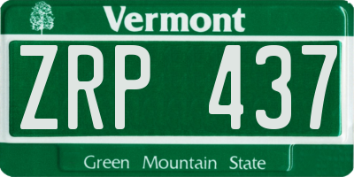 VT license plate ZRP437