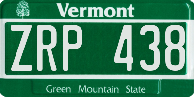 VT license plate ZRP438