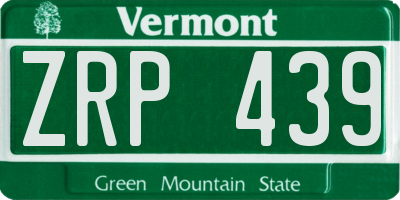 VT license plate ZRP439