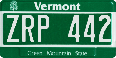 VT license plate ZRP442