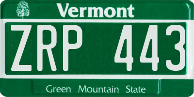 VT license plate ZRP443