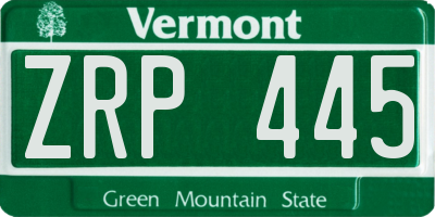 VT license plate ZRP445