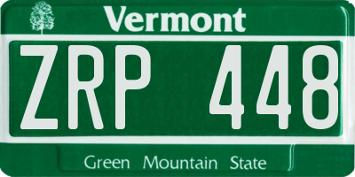 VT license plate ZRP448