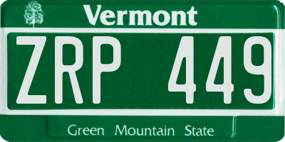 VT license plate ZRP449
