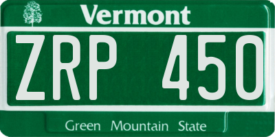VT license plate ZRP450