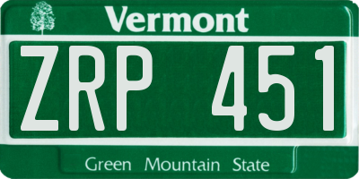 VT license plate ZRP451