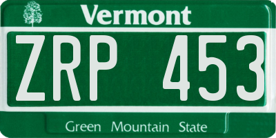 VT license plate ZRP453