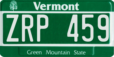 VT license plate ZRP459