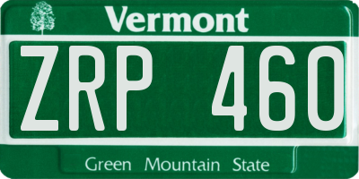 VT license plate ZRP460
