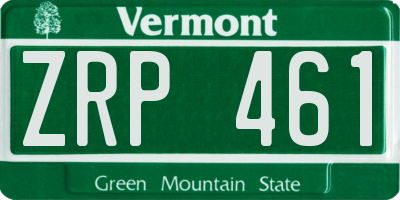 VT license plate ZRP461