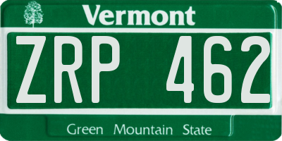 VT license plate ZRP462