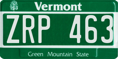 VT license plate ZRP463