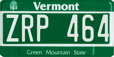 VT license plate ZRP464