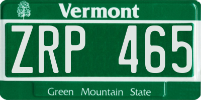 VT license plate ZRP465