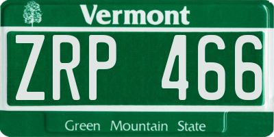 VT license plate ZRP466