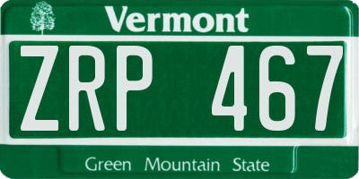VT license plate ZRP467