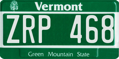 VT license plate ZRP468